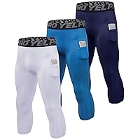 3 Pack Men's Compression Pants 3/4 Workout Dry-fit Baselayers Underwear Tights Sport Running Athletic Leggings Capris