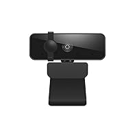 Lenovo Essential Full HD 1080P Webcam, Dual Microphone, No Driver 1.8m USB 2.0, Wide-Angle, Tilt-Control, 360-Degree Rotation, Black