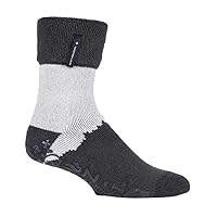 Heat Holders - Mens Soft Thermal Non Skid Slipper Bed Socks with Gripper Bottoms