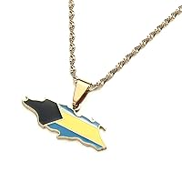 Bahamas Nassau Island Map Flag Silver Gold Color Jewelry for Women Girls