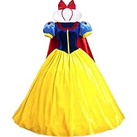 Women's Princess Costume Dress Snow White Princess Costume with Headband
