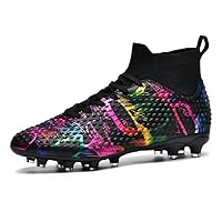 Boys Girls Soccer Cleats High-Top Soccer Shoes for Kids Football Cleats Professional Training Football Sports Shoes