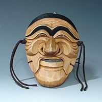 Hand Carved Traditional Korean Decorative Mask Tal Dance Play Wooden Wall Decor Plaque Art Mask Wood Hanging Asian Mask (Hahoe Man-Brown)