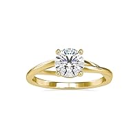 VVS Solitaire Diamond Promise Ring in 14K White/Yellow/Rose Gold with Round Moissanite Diamond Anniversary Ring for Women | 4 Prong Holder Ring | Couple Engagement Ring (1.19 Ct, IJ-SI)