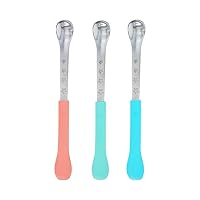 Nuby 2-in-1 Stainless Steel and Silicone Baby Weaning Spoons with Long Handles - 6+ Months, 3-Pack