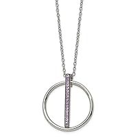 1mm Stainless Steel Polished Purple Preciosa Crystal With 2inch Extension Necklace 16 Inch Jewelry Gifts for Women