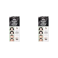 KISS Root True Cover Hair Thickening Fiber Spray, Root Touch Up and Gray Concealer, Hair Care with Jojoba Oil, Light Brown-Natural Black (Pack of 2)