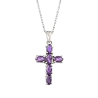 2.50 Cts Oval Cut Amethyst Gemstone 925 Sterling Silver Cross Religious Necklace