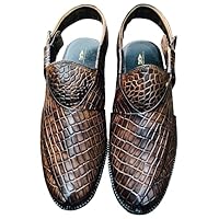 Brown Peshawari Chappal, Stylish and Elegant Textured Peshawari Kaptaan Chappal, Handmade Leather Shoes, Peshawari Chappal For Boys