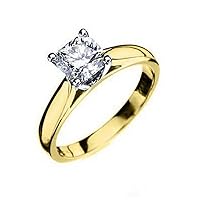 14k Yellow Gold 1 Carat Solitaire Radiant Cut Diamond Ring