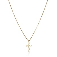 18ct Gold Plated Sterling Silver Rounded Cherish Cross Necklace For Girls. Dainty Teen Jewelry Birthday Present, Baptism Gifts For Girl, Thanksgiving Gifts, Celebrations, Sweet 16