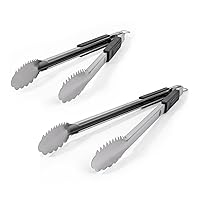 Grill Perfect Extra Long Pack of 2 Heavy Duty Tongs for Grilling and BBQ | Dual Sided Stainless Steel Grill Tongs for Outdoor Grill and Kitchen Cooking | 3-Sided Handle Grip | 16 Inch and 20 Inch