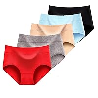 Women's Cotton Underwear Solid Color 5 Pack Panties Briefs
