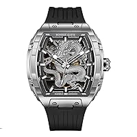 BONEST Gatti Men Automatic Watch Luxury 51MM Tonneau Mechanical 5ATM Sapphire Luminous Dragon Dial Fluororubber Strap