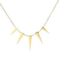 555Jewelry Womens Figaro Chain Stainless Steel Spiky Triangle Pendant Necklace