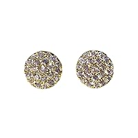 14K Gold Over Silver Lab Diamond BIG Flower Round Earrings Screw Back Studs Iced Out aretes para hombre - Men's Earrings, Screw Back, Men's Jewelry, Hip hop Kids Earring