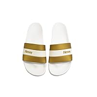 Henny Stripe Slides White Gold Slip On Men's Sandals
