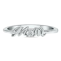 Genuine Diamond MOM Ring in .925 Sterling Silver
