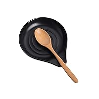 Spoon Rest for Stove Top Cooking Spoon Holder for Kitchen Countertop Large Holder for Spatula, Spoons or Tongs, Framhouse Decor, Housewarming Gifts 1pc (Black)