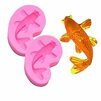 2pcs Mini Koi Fish Goldfish Shaped Silicone Molds for DIY Fondant Candy Making Tools Chocolate Mold Desserts Ice Cube Gum Clay Biscuit Plaster Resin Cupcake Topper Cake Border Decor Moulds