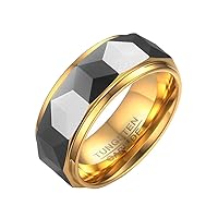 Unisex Tungsten Steel 8MM Simple Classic Multi-Faceted Domed Polish Finished Biker Ring Wedding Band