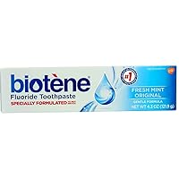 Biotene Fluoride Toothpaste for Dry Mouth Symptoms, Bad Breath Treatment and Cavity Prevention, Fresh Mint - 4.3 oz