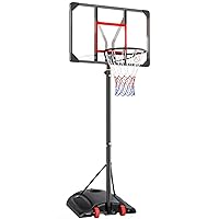 Portable Basketball Hoop Outdoor, 77”-102” Height Adjustable Basketball Goal, Shatterproof Backboard, Built-in Wheels, Basketball Stand