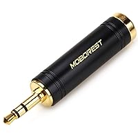 MOBOREST 3.5mm to 1/4'' Stereo Pure Copper Adapter, 1/8'' (3.5mm) Male Plug to 1/4'' (6.35mm) Jack Female Socket Adapter for Headphone Amp Adapte Black -1PCS