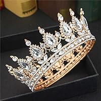hair jewelry crown tiaras for women Tiaras and Crowns Men/Women Pageant Prom Diadem Hair Ornaments Wedding Hair Jewelry Accessories (Metal color : Gold Plated Crystal)