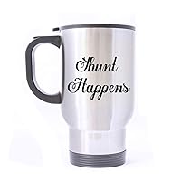 Travel Mug Shunt Happens Stainless Steel Mug With Handle Warm Hands Travel Coffee/Tea/Water Mug, Silver Family Friends Gifts 14 oz