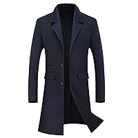 Autumn And Winter Mid-Length Woolen Coats Men's Korean Style Slim Casual Jackets Men's Tops Men's Woolen Coats