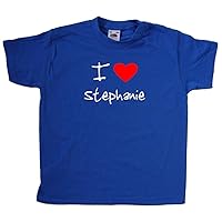 I Love Heart Stephanie Royal Blue Kids T-Shirt
