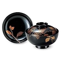 J-kitchens Luxury Wooden Soup Bowl, Sennai Bowl, Black Lacquered, Kuzu, Made in Japan