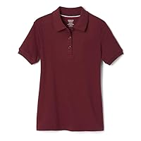 French Toast Girls' Picot Collar S/S Polo - Burgundy, 18/20