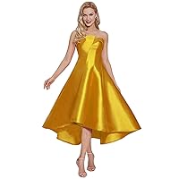 Women's A Line Ankle Length High-Low Cocktail Party Dress Strapless Zipper Homecoming Dress