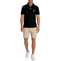 Nautica Men's Short Sleeve Solid Stretch Cotton Pique Polo Shirt, True Black, X-Large
