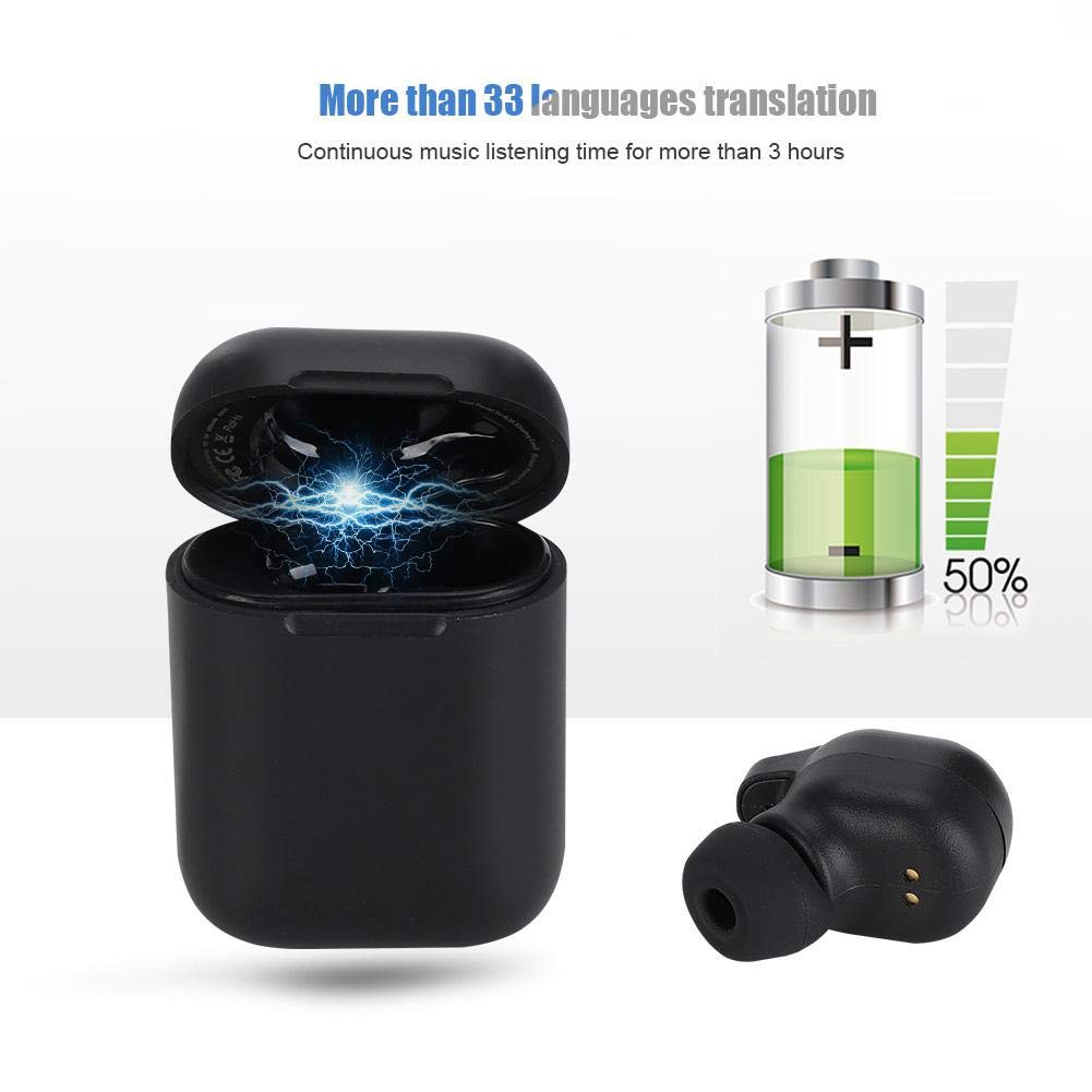 Translator Headset Wireless with Portable Charging Box, Real-time, More Than 33 Languages, for Business Study Travel, Stereo, High Sound Quality, Accurate Pronunciation