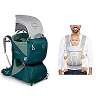 Osprey Poco LT Lightweight Child Carrier Backpack,Deep Teal & Ergobaby Omni Breeze All Carry Positions Breathable Mesh Baby Carrier Newborn to Toddler with Enhanced Lumbar Support