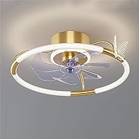 Acrylic Round Ceiling Fan with Remote 3-Speed 3-Color Adjustable Low Profile Ceiling Fan for Dining Room Study Children's Room bladeless Ceiling Fan