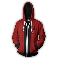 Anime Fullmetal Alchemist Hoodie Zip Jacket Adult Cosplay 3D Print Hooded Sweatshirt Coat