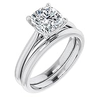 Moissanite Star Sterling Silver Genuine Moissanite Engagement Ring, Ethically, Authentically & Organically Sourced 1 CT Cushion Cut, Bridal Ring Set, Wedding Ring Sets