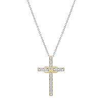 Dazzlingrock Collection 0.06 Carat (ctw) Round White Diamond Twisted Rope Cross Pendant with 18 inch Chain for Women in Gold