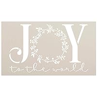 Joy to The World Stencil by StudioR12 | DIY Christmas Mistletoe Wreath Home Decor Gift | Craft & Paint Wood Sign Reusable Mylar Template | Select Size (26.25 x 15 inches)
