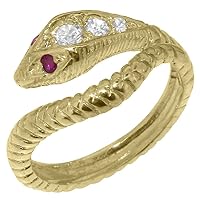 LBG 18k Yellow Gold Natural Diamond Ruby Womens Band Ring - Sizes 4 to 12 Available
