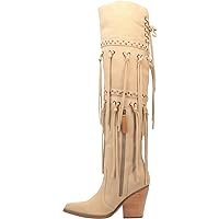Dingo Womens Witchy Fringe Pull On Pointed Toe Casual Boots Over the Knee High Heel 3