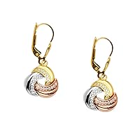 14kt Tri-Colored Gold Love Knot Drop Earrings - 0.5