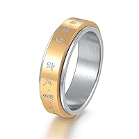 Stainless Steel God of Wealth Mantra Spinner Ring Buddhist Amulet Lucky Band Rings