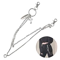 Silver Ceqiny 3pcs Pocket Chain Jeans Chains Women Pants Chain Waist Chain Belt Chains Hip Hop Punk Chain DIY Motorcycle Jean Gothic Rock Key Chain with Lobster Claw Clasp Trigger Snap Hook for Men 