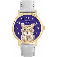 Beige Tabby Cat Head Watch Ladies 38mm Case 3atm Water Resistant Custom Designed Quartz Movement Luxury Fashionable