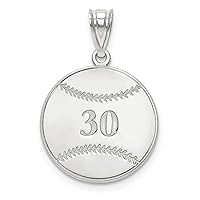 10K White Gold Baseball Customize Personalize Engravable Charm Pendant Jewelry Gifts For Women or Men (Length 0.72